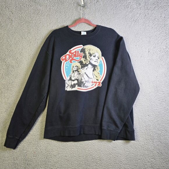 Dolly Parton Sweatshirt L Black Retro 70s Country Music Graphic Crewneck - Picture 2 of 11